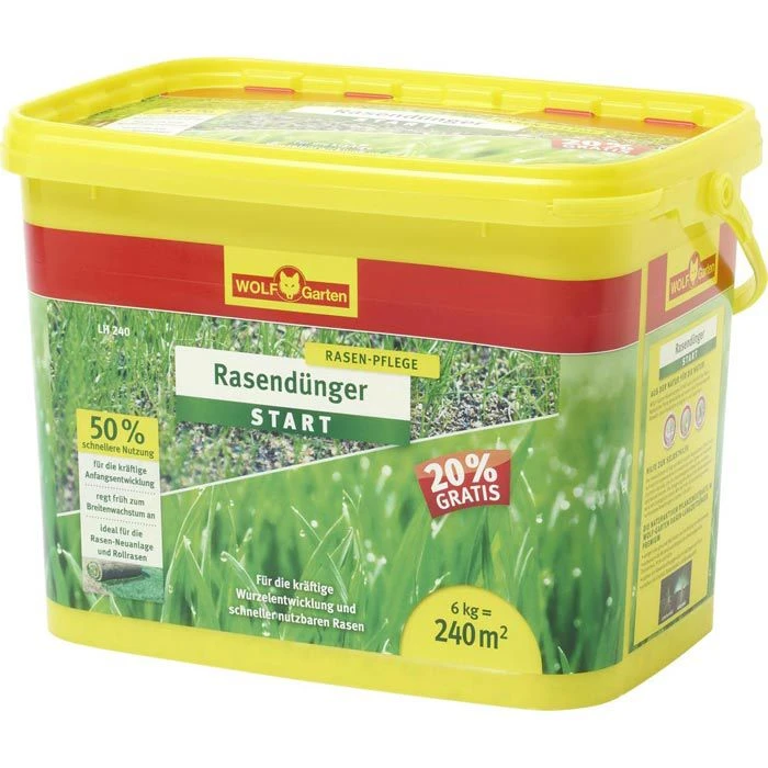 Wolf-Garten Rasendünger LH 240 Start, Ideal Für Die Rasen Neuanlage, 6 Kg Für 240m² 3 Wolf-Garten Rasendünger LH 240 Start, Ideal Für Die Rasen Neuanlage, 6 Kg Für 240m²