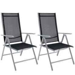 CASARIA Gartenstuhl Bern 105653, Kunststoff, Hochlehner,verstellbar,schwarz,klappbar,2 Stück