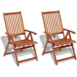 VidaXL Gartenstuhl 41820, Holz, Hochlehner, Braun, Klappbar, Armlehnen, 2 Stück