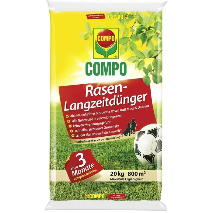 Compo Dünger Rasen-Langzeitdünger, Langzeitwirkung Bis 90 Tage, 20 Kg Für 800m² 3 Compo Dünger Rasen-Langzeitdünger, Langzeitwirkung Bis 90 Tage, 20 Kg Für 800m²