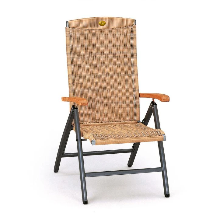 BEST Gartenstuhl Romantica, Polyrattan/Teakholz, Hochlehner, Verstellbar, Natur, Klappbar 3 BEST Gartenstuhl Romantica, Polyrattan/Teakholz, Hochlehner, Verstellbar, Natur, Klappbar
