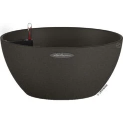 Lechuza Übertopf CUBETO Stone 40 Graphitschwarz, Ø 40 X H 18 Cm, Kunststoff, Erdbewässerungssystem